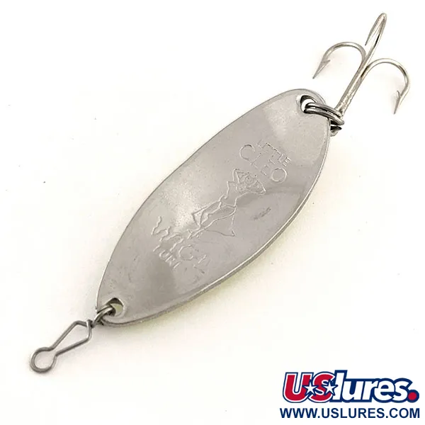 Vintage Seneca Little Cleo (Hula Girl) UV, 1/2oz Yellow / Red / Nickel fishing spoon #11864