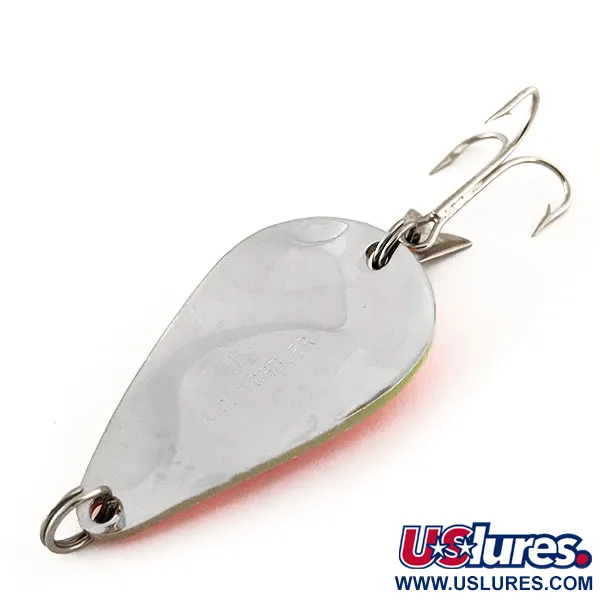 Vintage Acme K.O. Wobbler, 3/4oz Yellow / Red / Nickel fishing spoon #11887