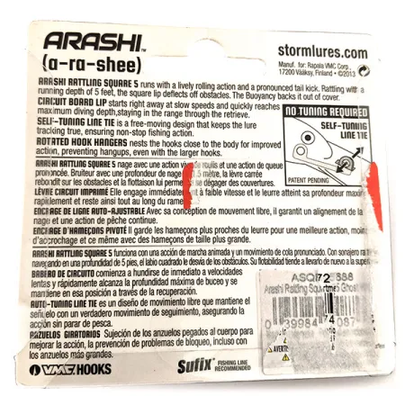 Storm Arashi Rattling Square 5, 2/3oz Ghost fishing lure #11953
