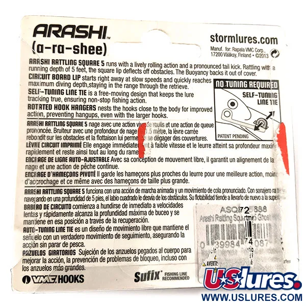 Storm Arashi Rattling Square 5, 2/3oz Ghost fishing lure #11953