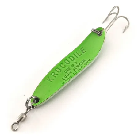 Vintage Luhr Jensen Krocodile Die #3 UV, 1/3oz Green fishing spoon #11967