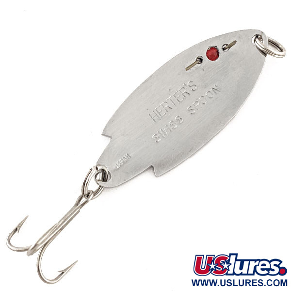 Vintage   Herter's Swiss Spoon, 1/4oz Nickel / Red Eyes fishing spoon #11973
