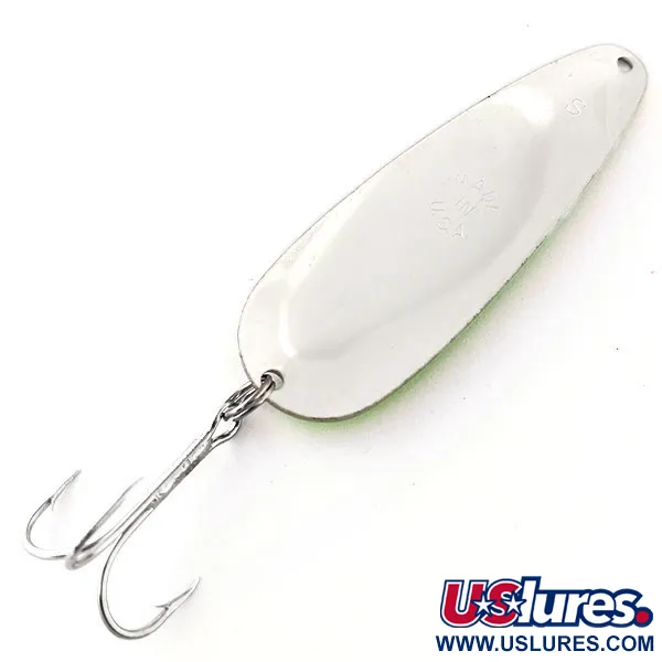   ​Worth Chippewa Steel Spoon UV, 1oz Hammered Nickel / Green fishing spoon #14447
