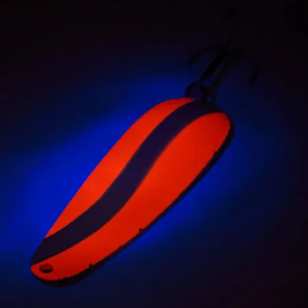 Vintage Worth Chippewa Steel Spoon UV, 1 1/4oz Fluorescent Pink / Nickel fishing spoon #12028