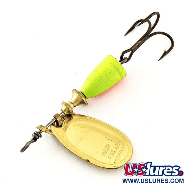 Vintage Blue Fox Super Vibrax 1 UV, 1/8oz Chartreuse fishing spoon #12035