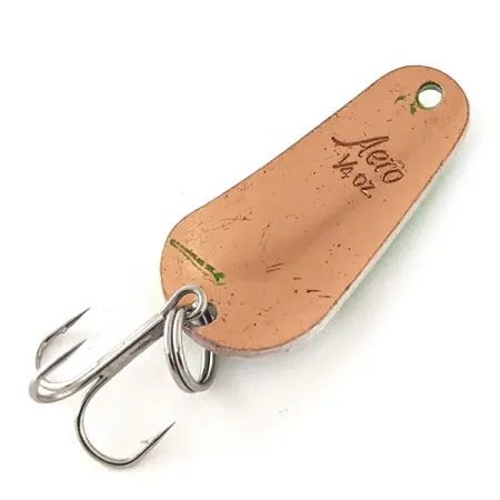 Vintage Aeroplane Spinner Aero UV, 1/4oz Green / White / Copper fishing spoon #12054