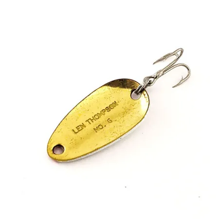 Vintage Len Thompson #6, 1/8oz Red / White / Gold fishing spoon #12066