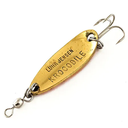 Vintage Luhr Jensen Krocodile UV, 1/3oz Gold / Orange fishing spoon #12076