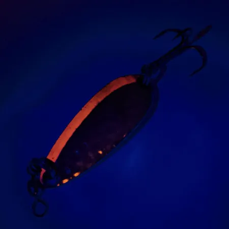 Vintage Luhr Jensen Krocodile UV, 1/3oz Gold / Orange fishing spoon #12076