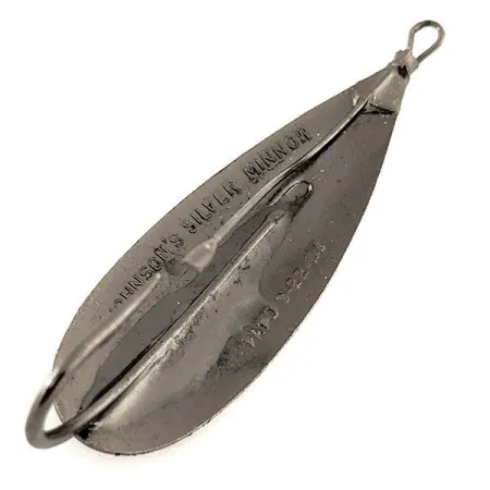Vintage Weedless Johnson Silver Minnow, 2/5oz Black fishing spoon #12111
