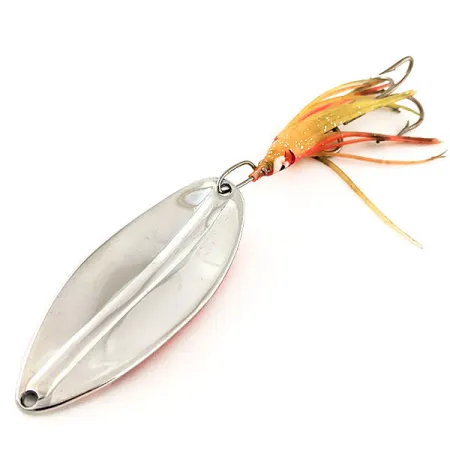 Vintage TODDCO Main liner Squid, 3/4oz Nickel / Orange fishing spoon #12117