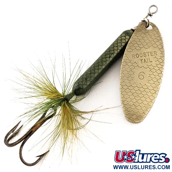 Vintage  Yakima Bait Worden’s Original Rooster Tail 6, 1/2oz Brass spinning lure #12159