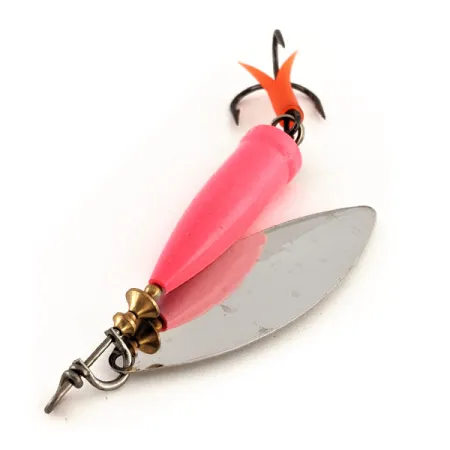 Vintage Blue Fox Super Vibrax Salmon UV, 1 1/4oz Nickel / Pink spinning lure #12161