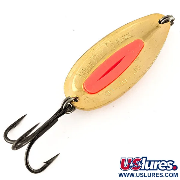 Vintage   Blue Fox Pixee UV, 3/4oz Gold / Pink fishing spoon #12185