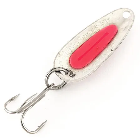 Vintage Nebco Pixee, 3/16oz Hammered Nickel / Red fishing spoon #12188