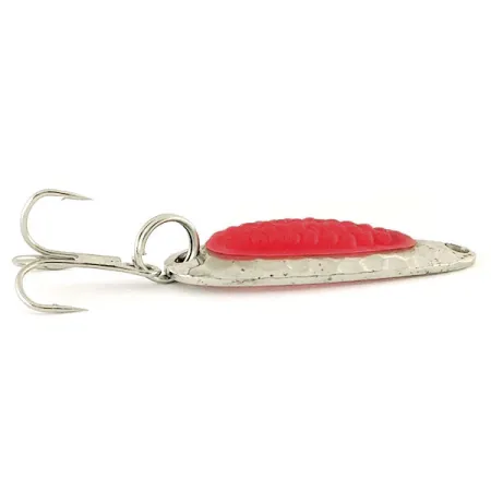 Vintage Nebco Pixee, 3/16oz Hammered Nickel / Red fishing spoon #12188