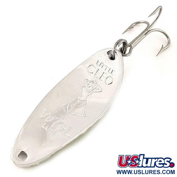 Vintage Seneca Little Cleo (Hula Girl), 1/3oz Green / Nickel fishing spoon #12189