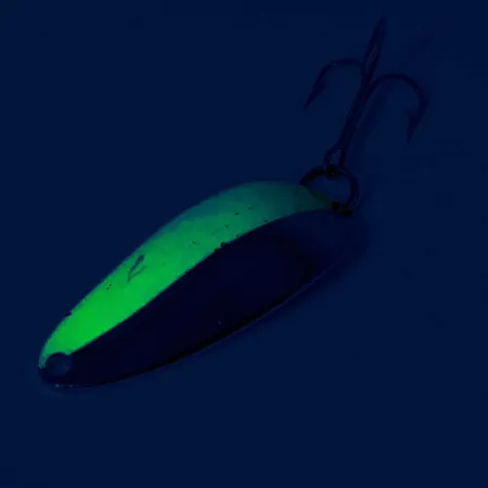 Vintage Seneca Little Cleo (Hula Girl), 1/3oz Green / Nickel fishing spoon #12189