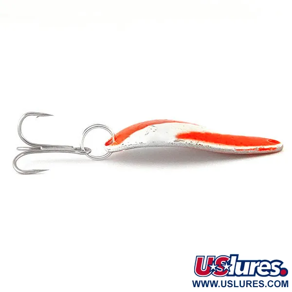 Vintage   Little Cleo Seneca UV, 1/4oz Fluorescent Orange / White / Nickel fishing spoon #12191