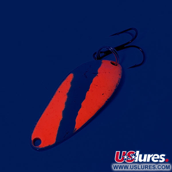 Vintage   Little Cleo Seneca UV, 1/4oz Fluorescent Orange / White / Nickel fishing spoon #12191