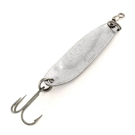Vintage Luhr Jensen Krocodile Die #3, 1/3oz Hammered Nickel / Blue fishing spoon #12253