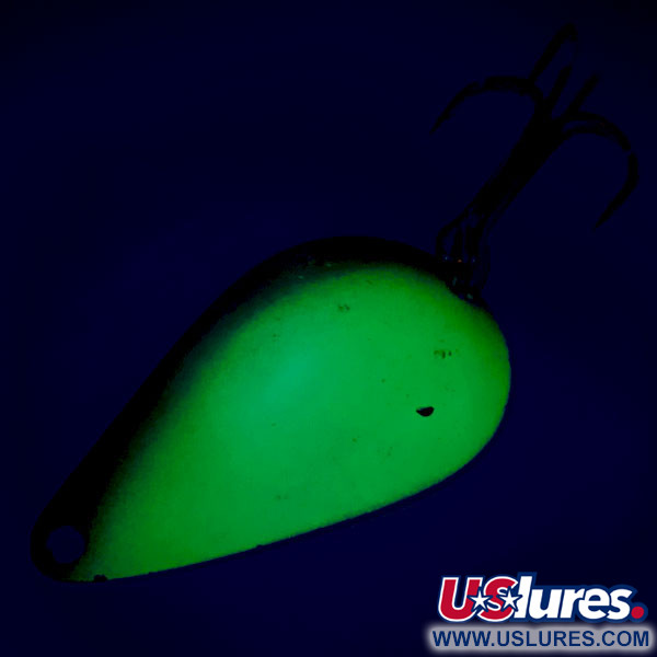 Vintage  Acme K.O. Wobbler UV, 3/4oz Yellow / Green fishing spoon #12258