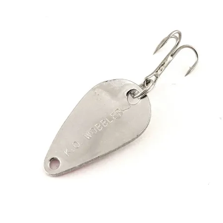 Vintage Acme K.O. Wobbler, 1/8oz White Pearl / Red / Nickel fishing spoon #12260