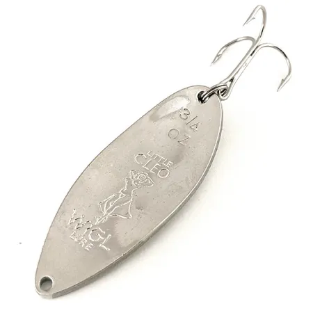Vintage Seneca Little Cleo (Hula Girl), 3/4oz White / Green / Glitter / Nickel fishing spoon #12267