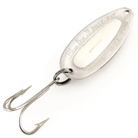 Vintage Blue Fox Pixee , 1/2oz Hammered Nickel / White fishing spoon #12317
