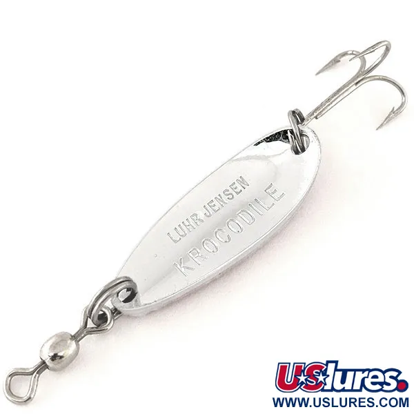 Vintage  Luhr Jensen Krocodile, 1/3oz Hammered Nickel / Red fishing spoon #12318