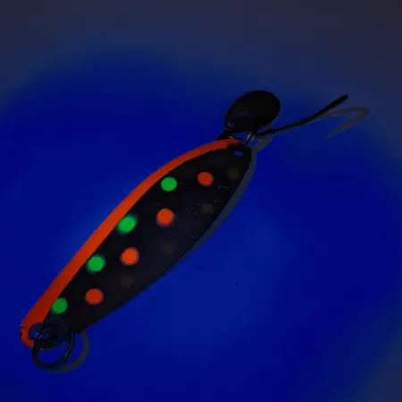 Vintage Luhr Jensen Needlefish 2 UV, 3/32oz Nickel / Rainbow Trout fishing spoon #12323