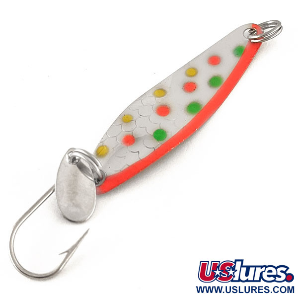 Vintage  Luhr Jensen Needlefish 2 UV, 3/32oz Nickel / Rainbow Trout fishing spoon #12323