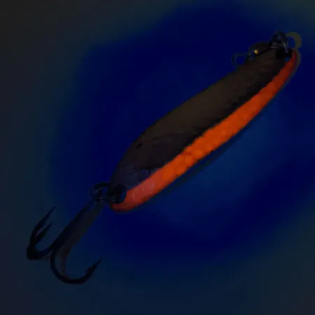 Vintage Luhr Jensen Krocodile Die #3 UV, 1/3oz Hammered Brass / Red fishing spoon #12325