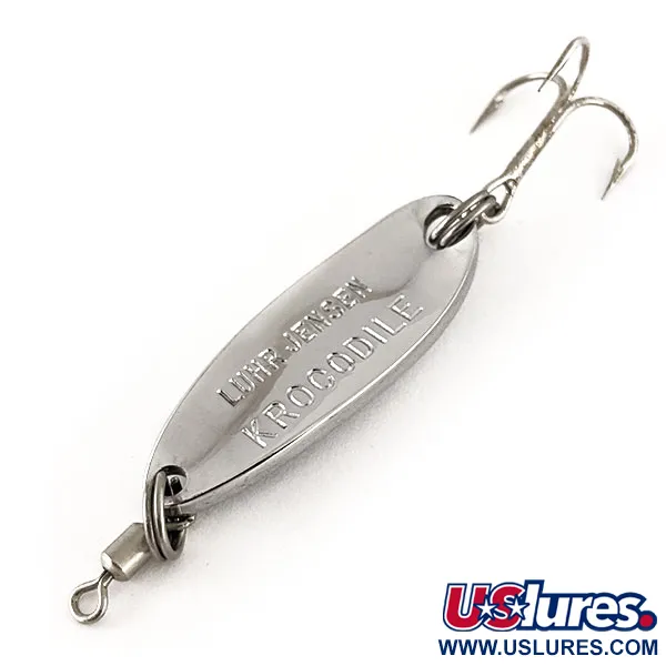 Vintage  Luhr Jensen Krocodile, 1/4oz Nickel / Blue fishing spoon #12326