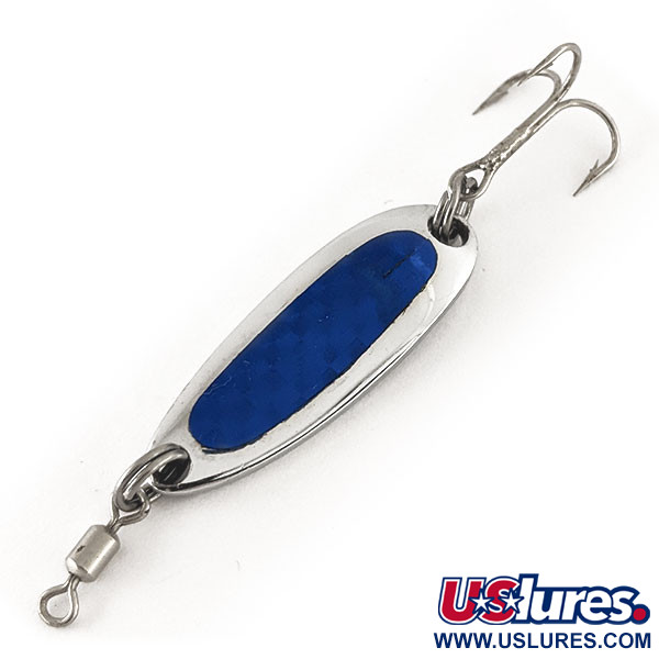 Vintage  Luhr Jensen Krocodile, 1/4oz Nickel / Blue fishing spoon #12326