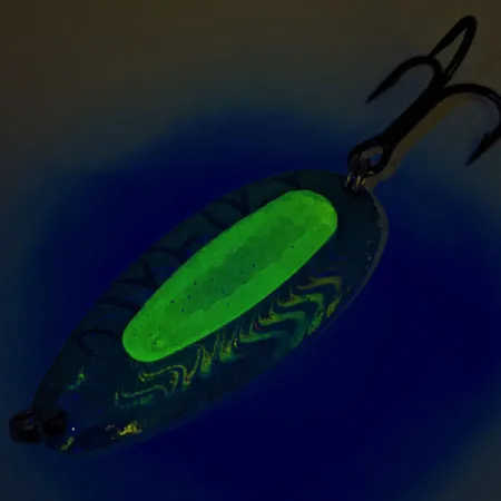 Vintage Blue Fox Rattlin Pixee, 3/4oz Rainbow Herring / Yellow fishing spoon #12336