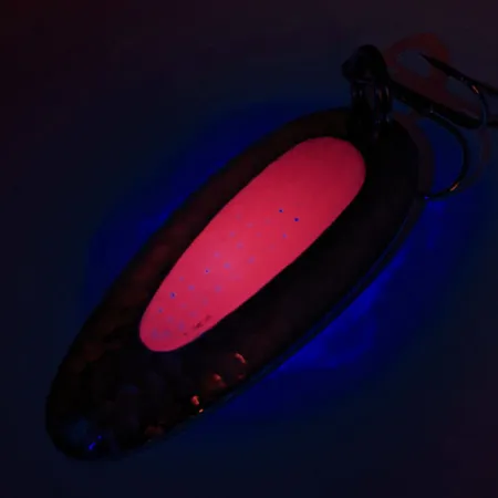 Vintage Nebco Pixee UV, 3/4oz Hammered Nickel / Red fishing spoon #12362