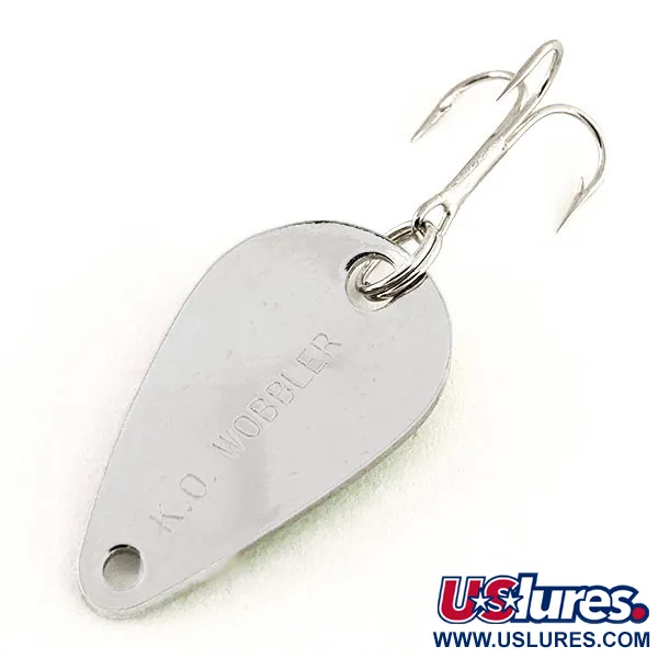 Vintage Acme K.O. Wobbler UV, 1/8oz Nickel / Green fishing spoon #12369