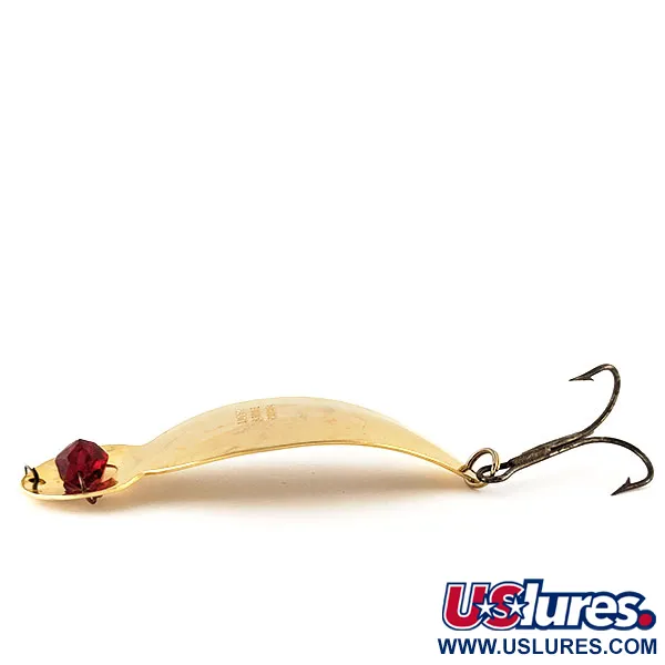 Vintage One Eye Wiggler Lucky Strike, 1oz Gold / Red fishing spoon #12385