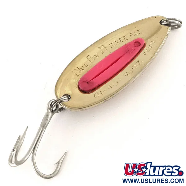 Vintage   Blue Fox Pixee UV, 3/4oz Gold / Pink fishing spoon #15718