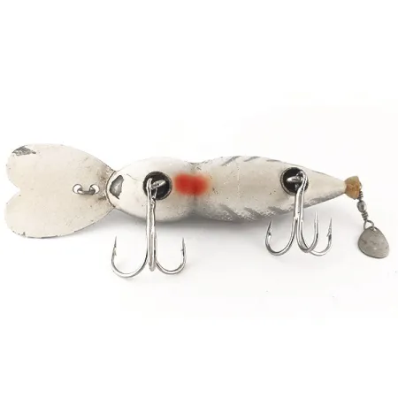 Vintage Whopper Stopper Hellbender, 2/5oz White / Silver fishing lure #12461