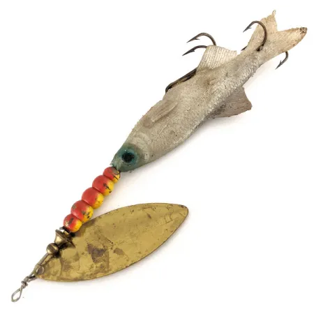 Vintage Mepps Giant Killer Mino, 1 1/3oz Brass / Blue spinning lure #12474