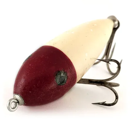 Vintage Heddon Baby Zara, 1/3oz White / Red fishing lure #12476