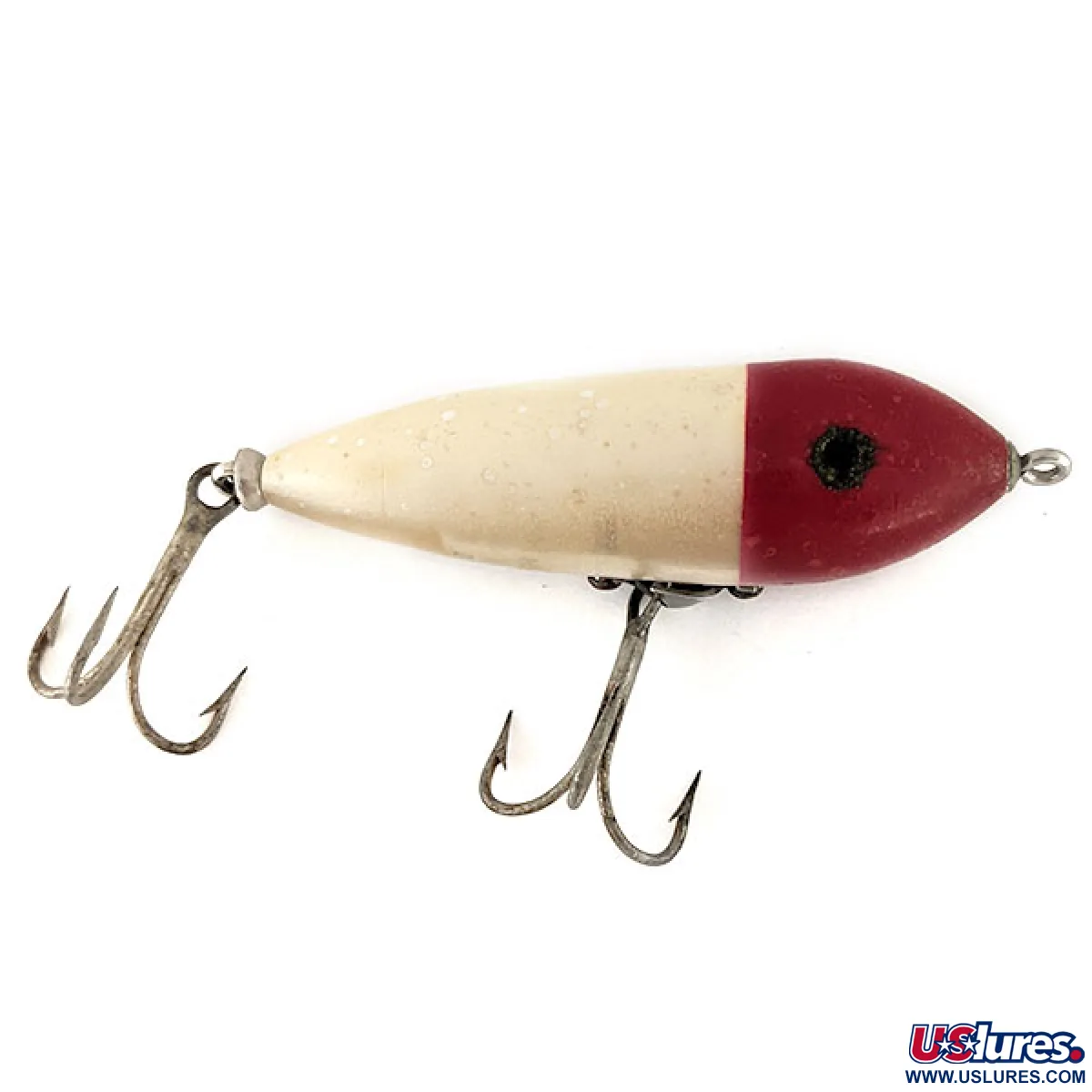 Vintage Heddon Baby Zara, 1/3oz White / Red fishing lure #12476