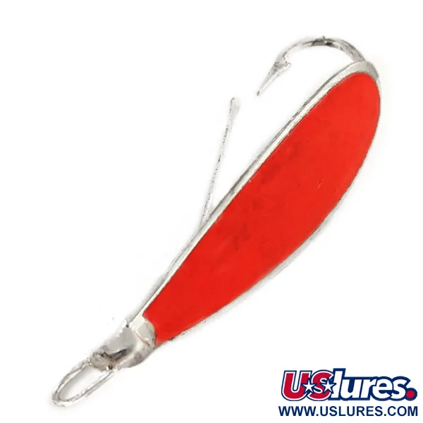 Vintage   Weedless Johnson Silver Minnow UV, 2/5oz Silver / Orange fishing spoon #12487