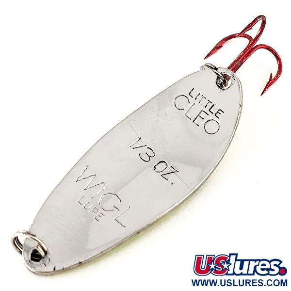 Vintage Acme Little Cleo UV, 1/3oz Chartreuse / Red / Nickel fishing spoon #12494