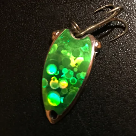 Vintage Fish Itt First Lure Double Dancer , 1/4oz Green / Nickel fishing spoon #12500