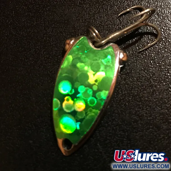 Vintage Fish Itt First Lure Double Dancer , 1/4oz Green / Nickel fishing spoon #12500