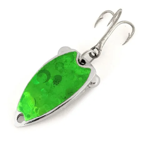 Vintage Fish Itt First Lure Double Dancer , 1/4oz Green / Nickel fishing spoon #12500