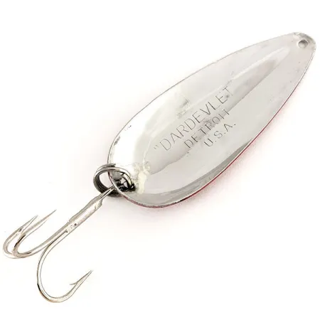 Vintage Eppinger Dardevle Dardevlet , 3/4oz Red / White / Nickel fishing spoon #12511